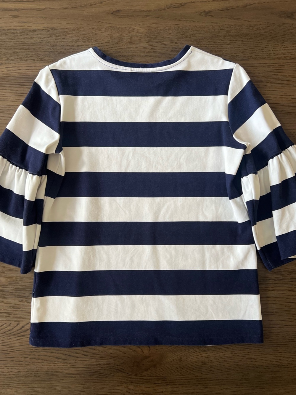 Lauren Ralph Lauren Navy & White Striped Trumpet Sleeve Top Size Small - Picture 6 of 12